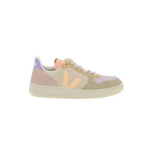 Veja V-10 Panelled‎ Lace-Up Sneakers Suede Peach Multi Color Size 10.5
